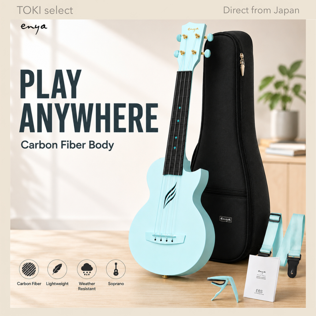 Enya Nova U Mini Carbon Fiber Soprano Ukulele Beginner Set with Case Strap Capo Strings