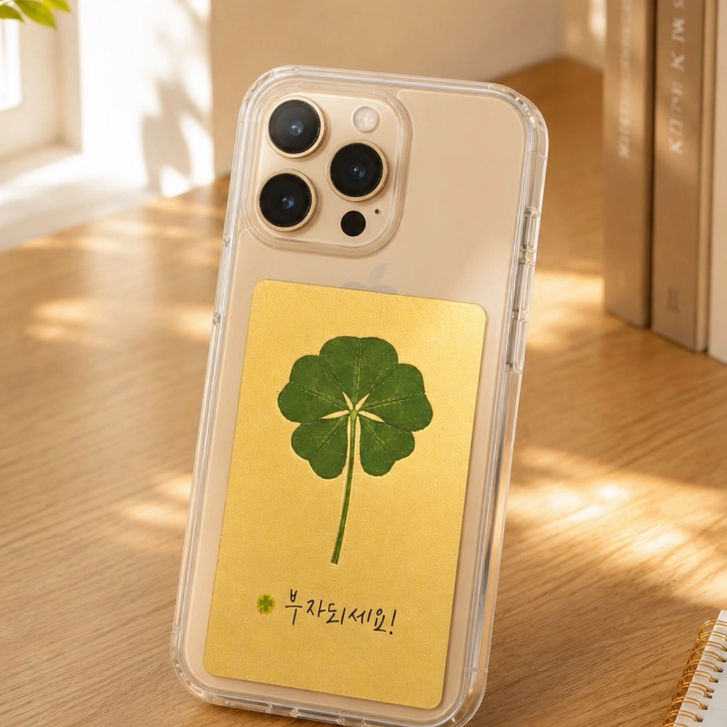 พร้อมส่ง 🍀🇰🇷การ์ดใบโคลเวอร์ Leaf Clover ของแท้ การ์ดทอง + ข้อความอวยพรภาษาเกาหลี