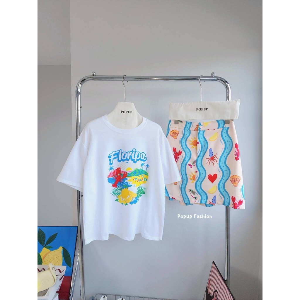 ชุดเซตเสื้อยืดแมทกระโปรงทรงเอ