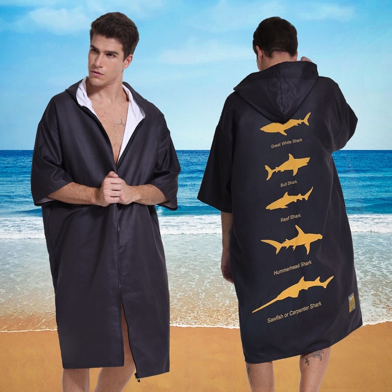 ผ้าคลุม Microfiber ponchon (มีซิปหน้า)​ สำหรับใส่คลุม แห้งไว ซับน้ำได้ดี พร้อมส่ง