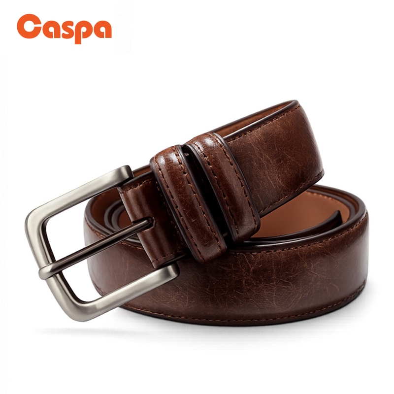 Caspa เข็มขัด​หนังแท้ หัวมน รุ่น BE11 มี3สี สีดำ สีน้ำตาล สีเทา ยาว52นิ้ว​ ผู้ชาย ​Belt เข็มขัด​หนัง หนังแท้