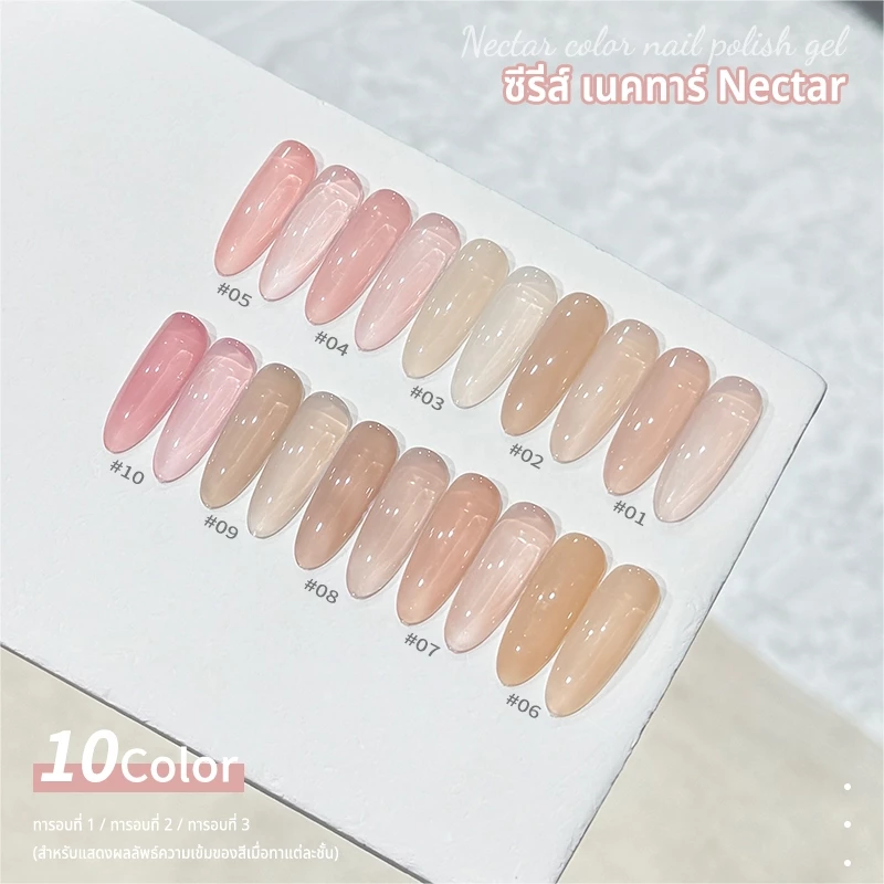 Nawoelite สีทาเล็บเจล เจลทาเล็บ สีเจล โทนสี 10 เฉด เจลทาเล็บเนื้อเจลแท้ ต้องใช้ไฟLED/UV 15ml