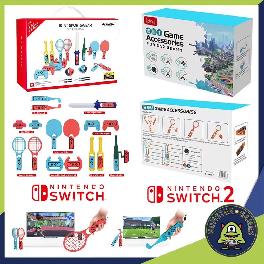 Dobe 18 in 1 Sportswear Switch (iPlay Sports Accessory Kit for Nintendo Switch 2)(TNS-2125)(HBS-522)