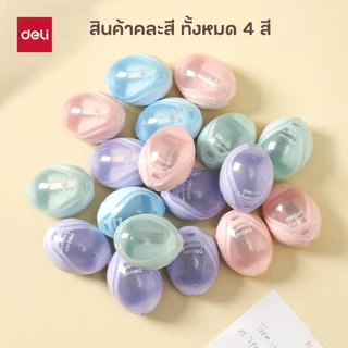 กบเหลาดินสอ 1 รู ทรงไข่ Deli รุ่น 0525 สีพาสเทล พกพาง่าย เหลาคม (คละสี/จำหน่าย 1 ชิ้น)