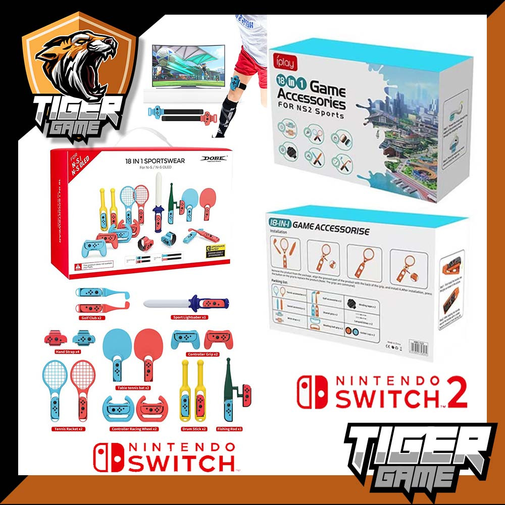Dobe 18 in 1 Sportswear Switch (iPlay Sports Accessory Kit for Nintendo Switch 2)(TNS-2125)(HBS-522)