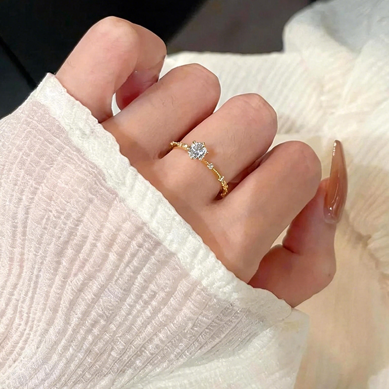 【Luvshine】Korean ins diamond gold ring เกาหลี เพชรน้อย แหวนทองคำ Z006