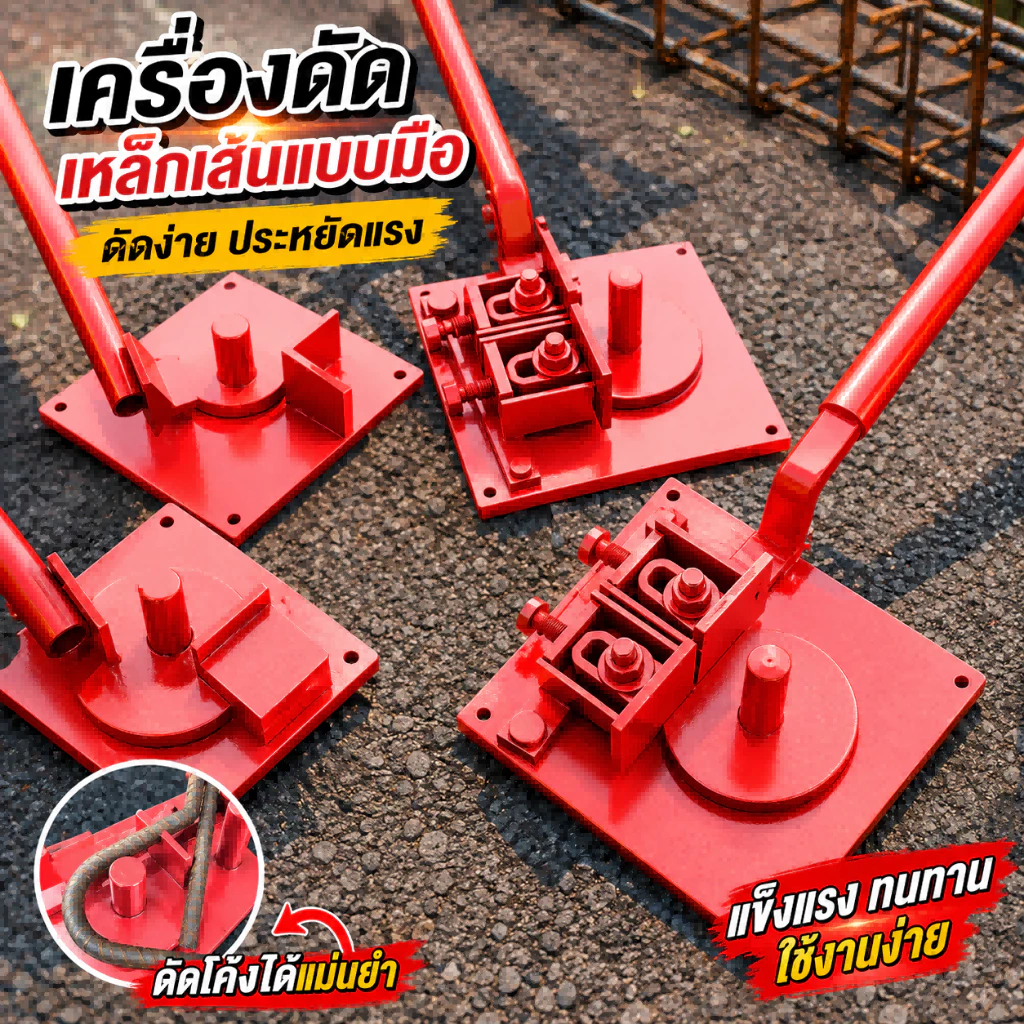⚡🚚เครื่องดัดเหล็กเส้นแบบมือ แข็งแรง ดัดง่าย ประหยัดแรง รองรับหลายขนาด เหมาะสำหรับงานก่อสร้างและช่างเหล็ก
