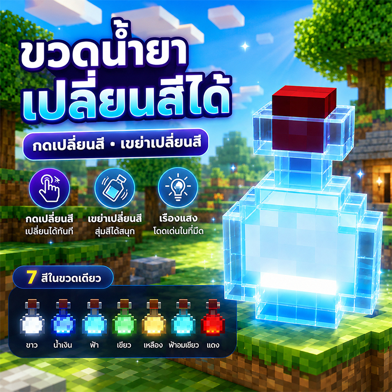 โคมไฟตั้งโต๊ะ LED เรืองแสงในที่มืด 8สี ขวดน้ำยา USB ของขวัญปาร์ตี้ โลกของฉันเปลี่ยนสีขวด