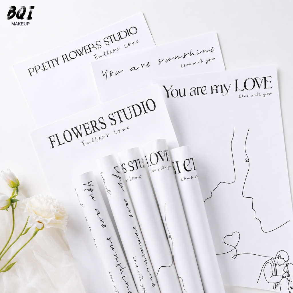 กระดาษห่อช่อดอกไม้ 20 แผ่น ลาย Flowers Studio กระดาษห่อดอกไม้สวย เรียบหรู