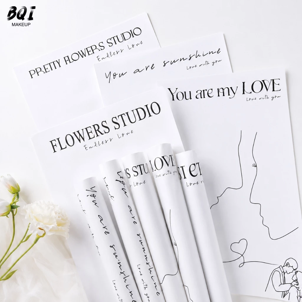 กระดาษห่อช่อดอกไม้ 20 แผ่น ลาย Flowers Studio กระดาษห่อดอกไม้สวย เรียบหรู