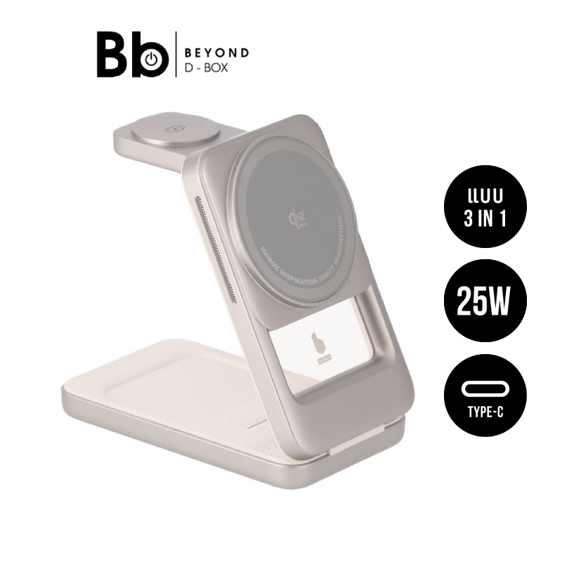 ที่ชาร์จไร้สาย Blue Box 3-in-1 TriFold Magnetic Qi2.2 Silver (BB-WS03) by BB Beyond D-Box