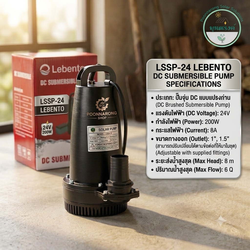 ปั๊มน้ำจุ่มไดโว่​ LEBENTO(Jodai) DCแปลงถ่าน24v.200w(LSSP-24) พูนณรงค์