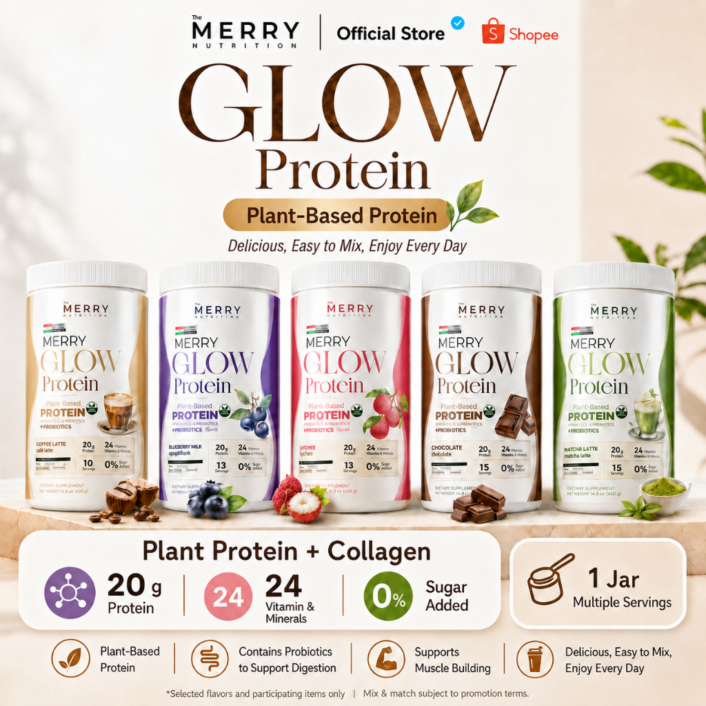 [Glow1] Merry Glow Protein Plant-Based Protein: Soy-Free, 20 g Protein, Collagen, Complete Vitamins & Minerals