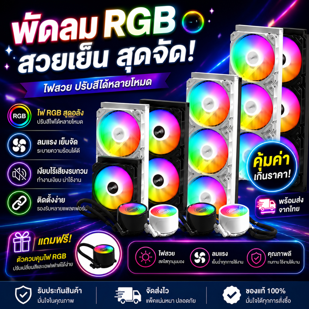 ชุดน้ำระบบปิด Tsunami CoolMan ARGB Multi-platform CPU Liquid Cooler CM-360 รับประกันสินค้า 1 ปี ระบบระบายความร้อนด้วยน้ำ