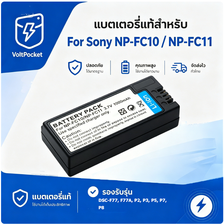 แบตเตอรี่กล้องดิจิทัลอะไหล่ NP-FC10 NP-FC11 สำหรับ Sony DSC-F77 F77A P2 P3 P5 P7 P8