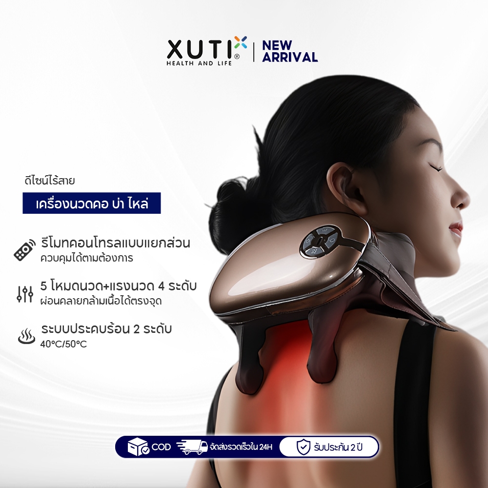 XUTI เครื่องนวดคอและไหล่ จำลองการนวดด้วยมือมนุษย์ เครื่องนวดคออเนกประสงค์ พร้อมระบบประคบร้อน