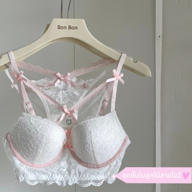 【Sexy】 บราเซ็ตลูกไม้👙 ใสๆ เซ็กซี่ ฟองน้ำนุ่ม โบว์หวาน มีให้เลือกหลายสี🎏