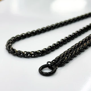 สร้อยลายเปีย Black color 3.0"4.0mm สร้อยคอสแตนเลสแท้สีดำ ไม่ลอก สแตนเลสแท้ ใส่อาบน้ำได้ โดนเหงื่อได้