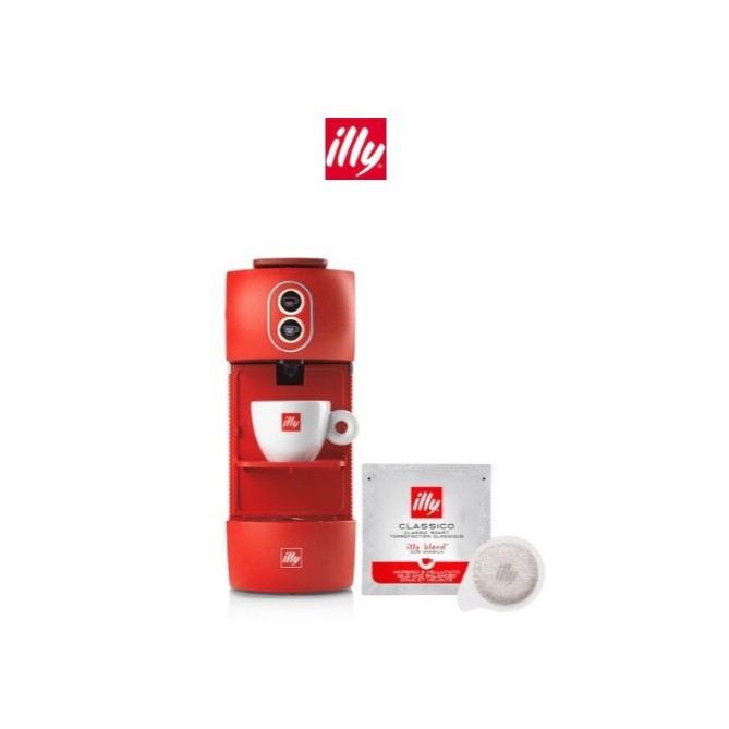 illy Easy Coffee Machine For E.S.E.Pods (Red)+illy E.S.E.Pods Classico Coffee – Medium Roast (Contai