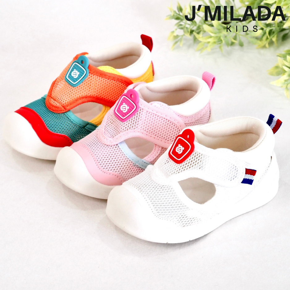 J’Milada Kids รองเท้าผ้าใบเด็ก รองเท้าเด็ก หัดเดิน-3 ขวบ ช่องเปิด 2 ด้าน เท้าอวบมากสวมง่าย ตาข่ายกว้าง ระบายอากาศดี (Wei