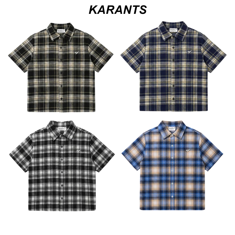 Karants เสื้อเชิ้ตผ้าสักหลาด Cropped Boxy ตกแต่งด้วยขอบโลหะเรียบ สำหรับผู้ชายและผู้หญิง Unisex - KR268
