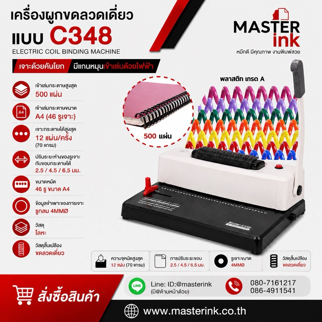 🔥ลด 30.- โค้ด INC5LEL5🔥เครื่องเข้าเล่มสันเกลียวไฟฟ้า รุ่น PD-1501 บอดี้เหล็ก