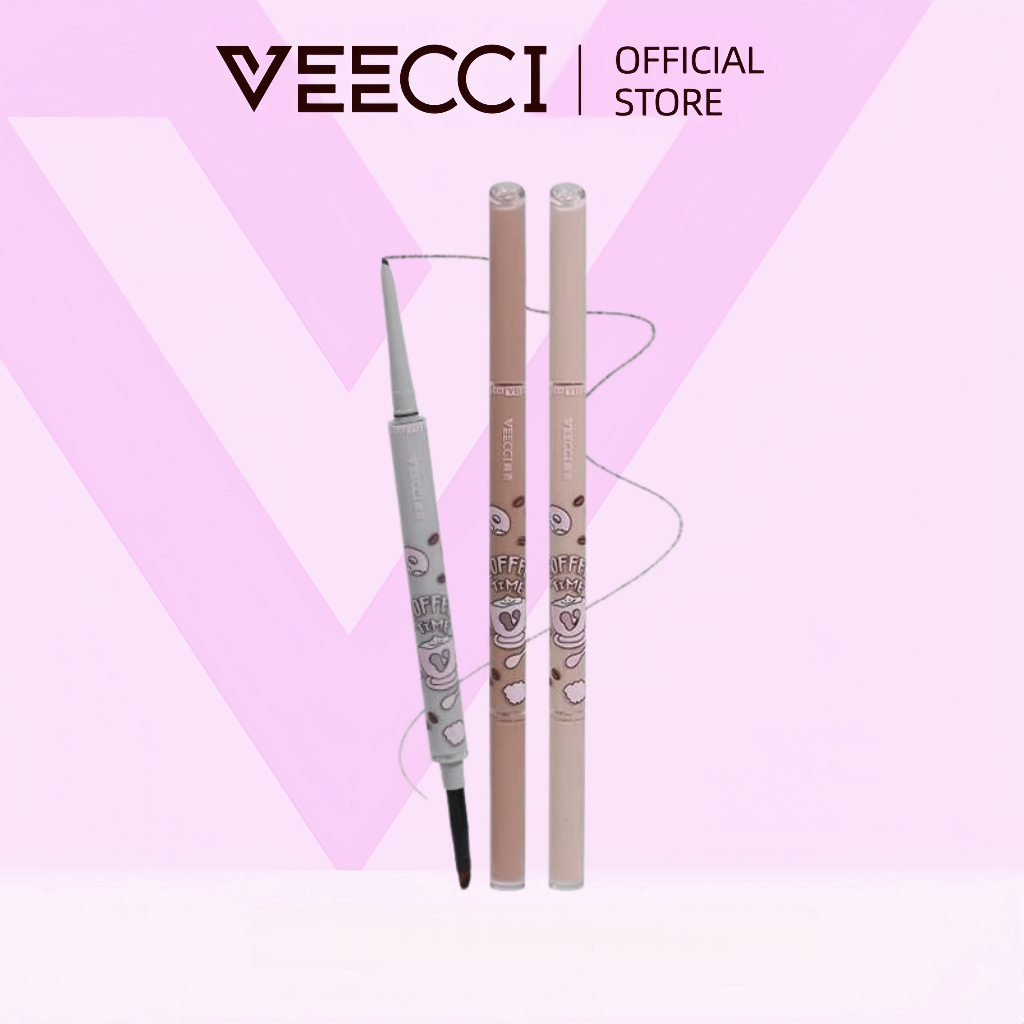 VEECCI อายไลเนอร์ หัวคู่เนื้อเจล เป็นธรรมชาติและติดทนนาน มาพร้อมแปรงปัดใบมีด กันน้ำ ไม่จางหาย 50mg(100% ของ)