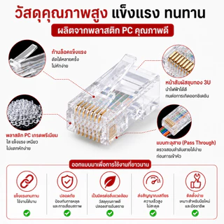 Upliftish โมดูลปลั๊กสายเคเบิลอีเทอร์เน็ต CAT6 UTP/FTP rj45 ขั้วต่อเครือข่าย RJ45 แบบผ่านได้ 100 ชิ้น