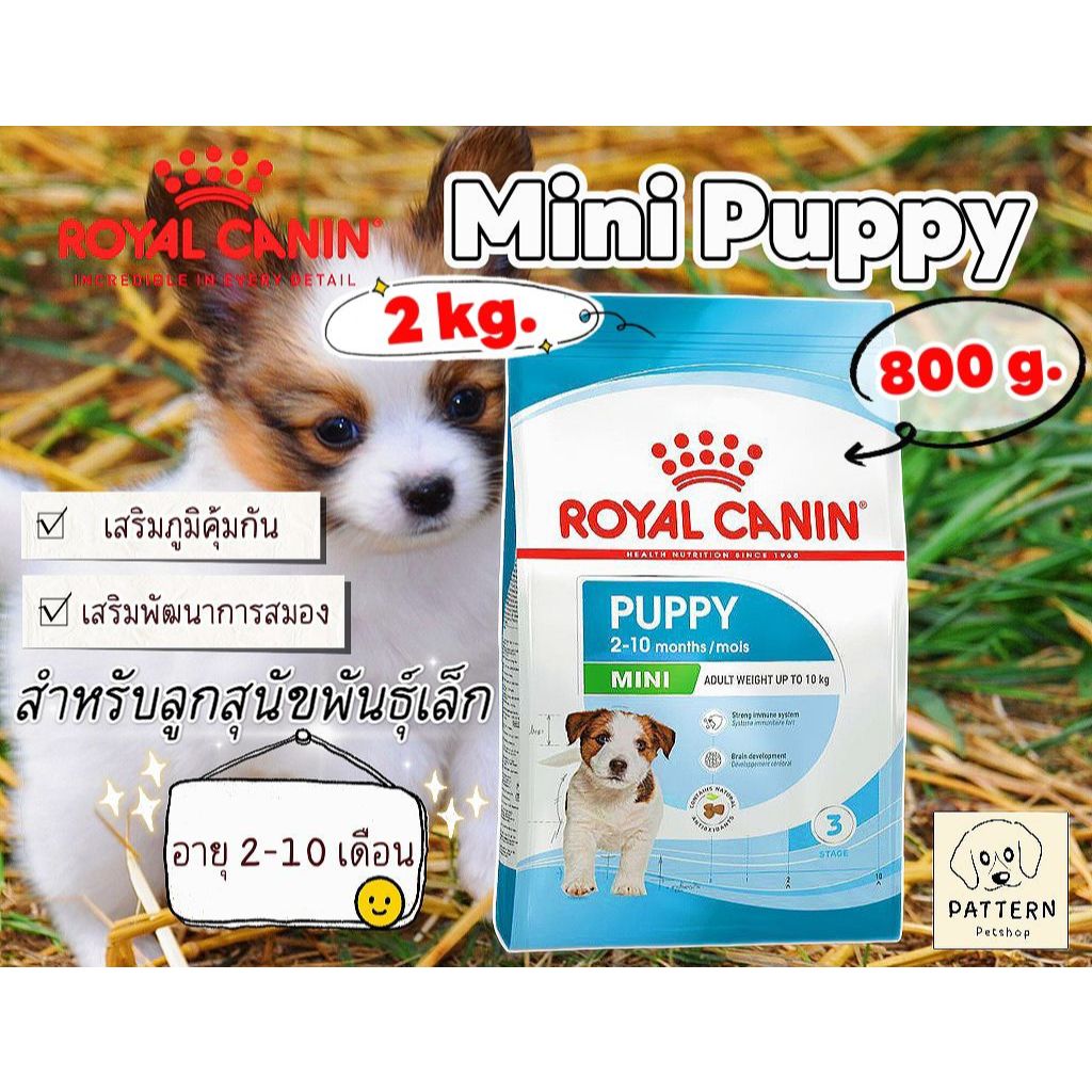 Royal Canin Mini Puppy 800g โรยัลคานิน อาหารเม็ดสำหรับลูกสุนัข พันธุ์เล็ก อายุ 2-10 เดือน