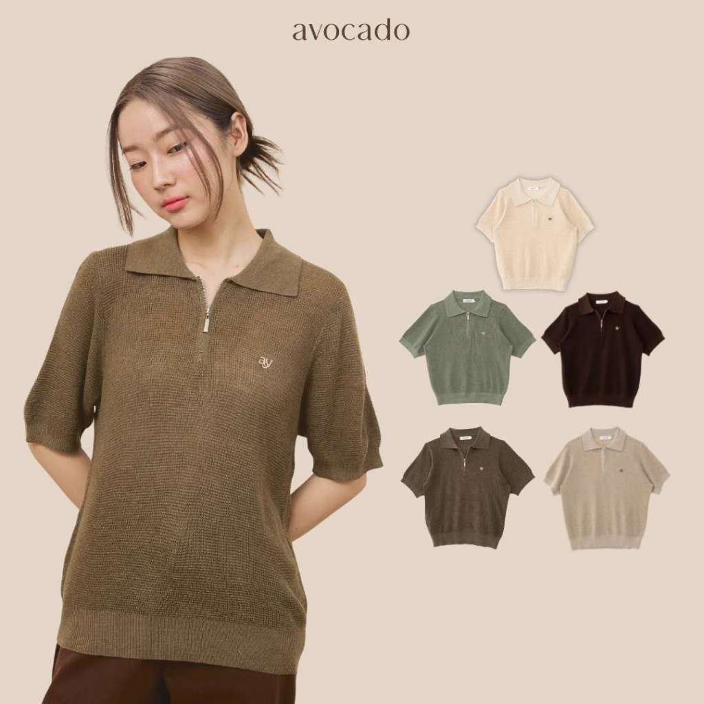 avocado - Casper Polo Tops เสื้อโปโลไหมพรม Summer Knit บางเบา ผ้าระบาย อากาศได้ดี I UNISEX I มีไซส์อก 44" และ 52"