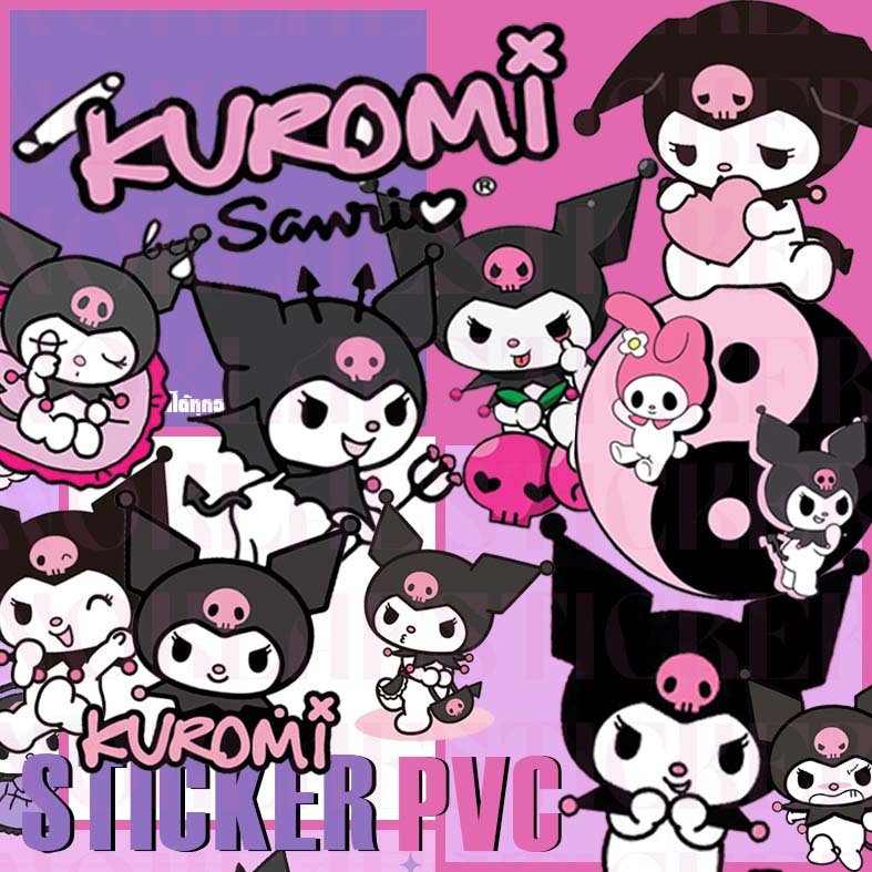 สติ๊กเกอร์ลายการ์ตูนน่ารัก คุโรมิ Kuromi สติ๊กเกอร์กันน้ำ คุณภาพดี ติดวัสดุผิวเรียบทุกชนิด ลอกไม่ทิ้งคาบกาว