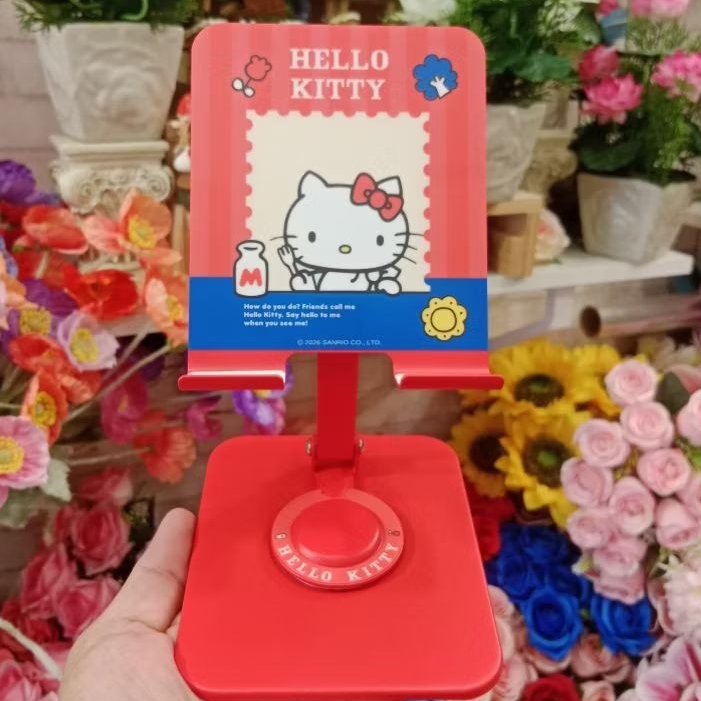 ที่ตั้งมือถือ+ipad Hello Kitty งานป้าย (ไซส์ใหญ่ตั้ง ipad ได้) ตัวฐานปรับหมุนได้ 360 องศา ราคา 259 บาท