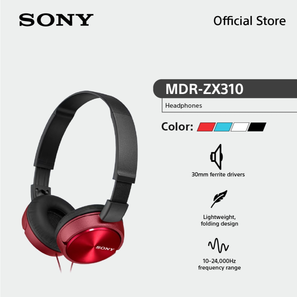 Sony หูฟัง Headphones รุ่น MDR-ZX310AP | 30mm ferrite drivers for powerful, balanced sound | Y-shaped cord type, 1.2m