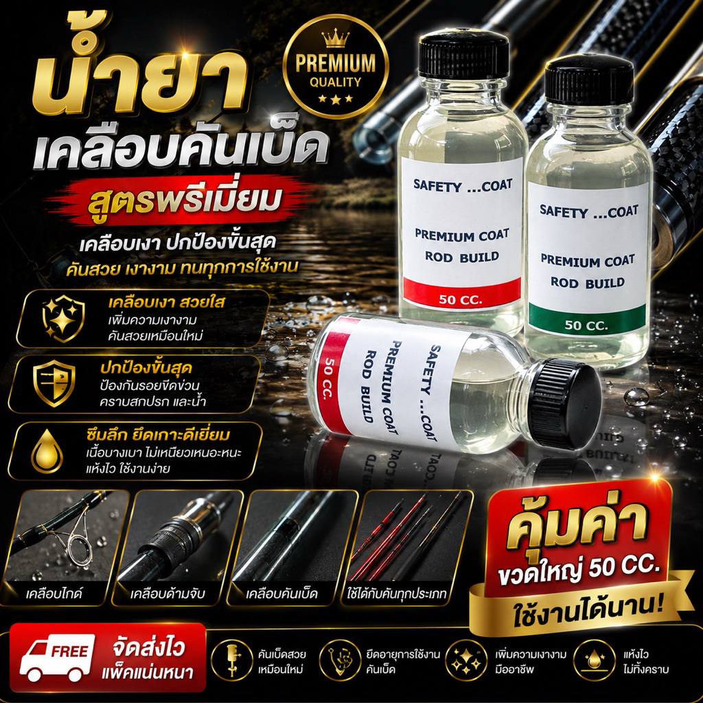 น้ำยาเคลือบคันเบ็ดตกปลา ปริมาณ 50 cc.