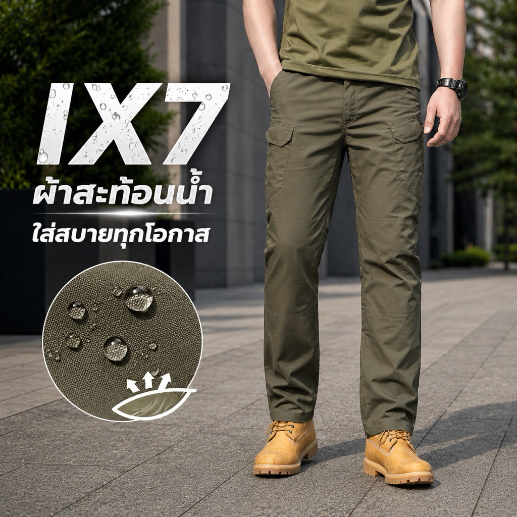 IX-7 (ผ้าสะท้อนน้ำ) กางเกงยุทธวิธีผู้ชาย รุ่นลุยทุกสถานการณ์