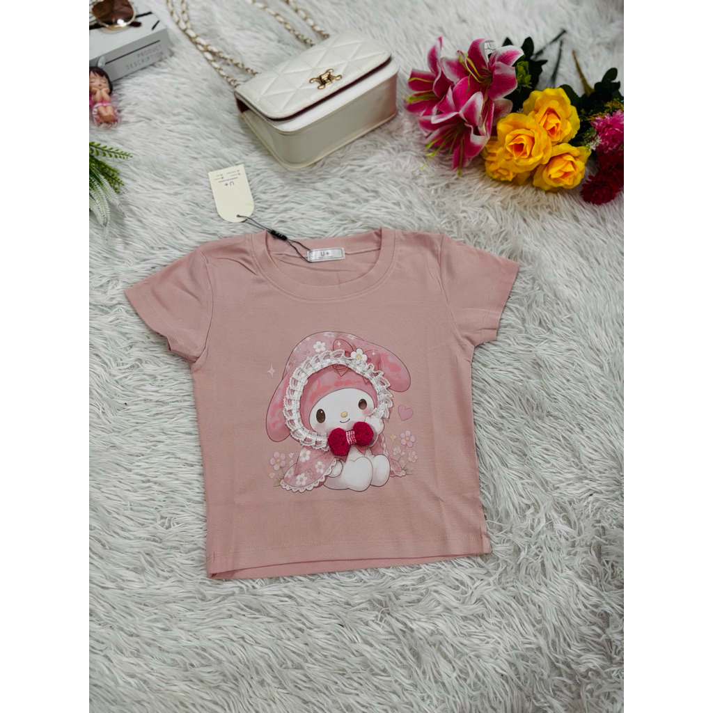 เสื้อแฟชั่นอะไหล่น้องคิตตี๋ปักเพรชแน่นๆป้ายU+🧸ลายเข้าใหม่💥🔥