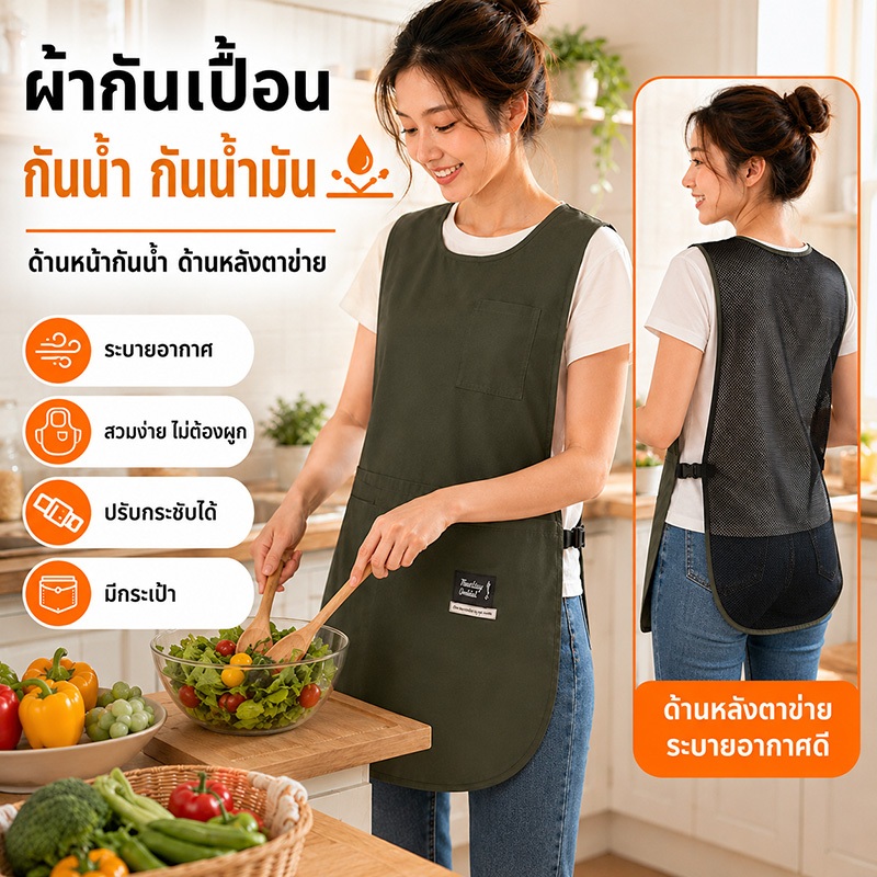CSH ผ้ากันเปื้อน เสื้อกั๊กกันเปื้อน กันน้ําแขน เสื้อกั๊กไนลอน อุปกรณ์กาแฟ เหมาะกับงานครัว ใช้ได้ทั้งชายหญิง