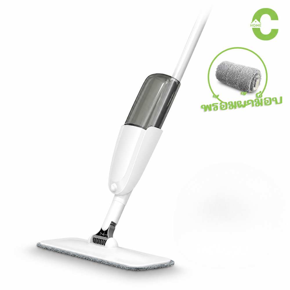 HOMEC ไม้ถูพื้นแบบสเปรย์ ไม้ม๊อบ spray mop พร้อมผ้าม็อบ ฉีดน้ำได้ หมุนได้ 360 องศา ดูดซับน้ำได้ดี ขนาด 38cm.