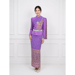 ชุดนางรำอีสานประยุกต์ เสื้อ + ผ้าถุงพิมพ์ลายตีจก + สไบลูกค้าจะได้ทั้งหมดสามชิ้นงานสวยมากๆค่ะ