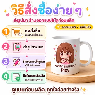 แก้วสกรีนรูป แก้วสั่งทำจากรูปถ่าย ของขวัญวันเกิดให้แฟน แก้วการ์ตูนน่ารัก ออกแบบฟรี ไม่มีขั้นต่ำ พร้อมห่อของขวัญ