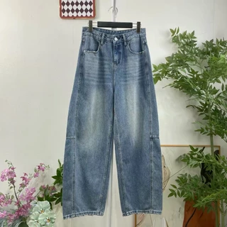 Beryl ลายปัก กางเกงยีนส์เอวสูง เอวต่ำทรงบอลลูน แต่งด้านข้าง เอวเข้ารูป พางหุ่นได้ดี มีสีให้เลือก กางเกงก