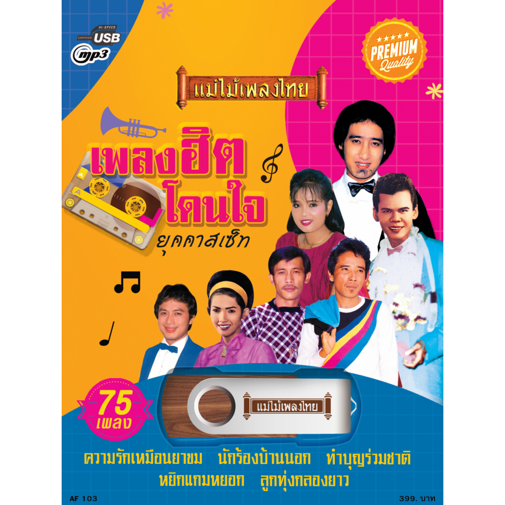 USBแม่ไม้เพลงไทย เพลงฮิตโดนใจ ยุุคคาสเซ็ท 75เพลงดัง รหัส AF103
