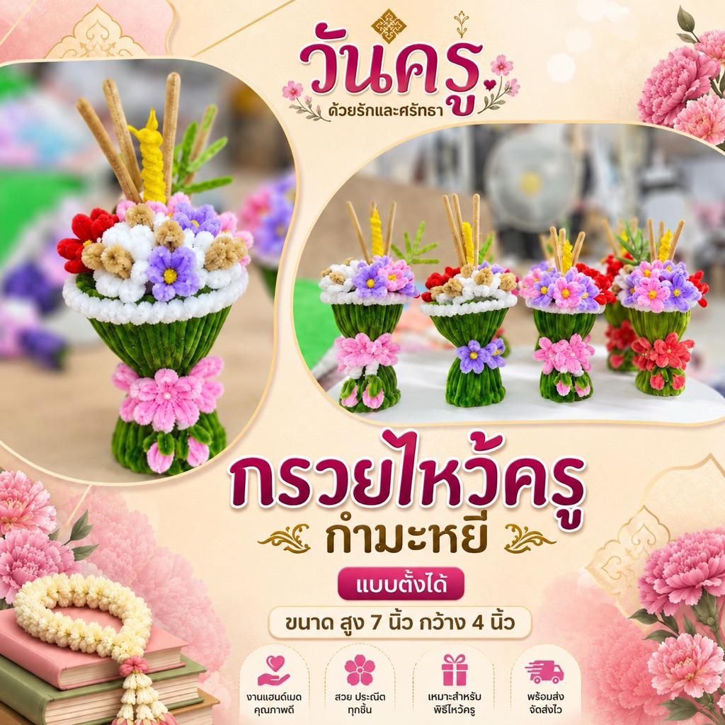 กรวยไหว้ครู กำมะหยี่