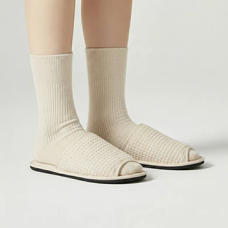 รองเท้าใส่ในบ้าน สลิปเปอร์ ผ้ารังผึ้ง รุ่น Cozy Combs Slipper พื้นนุ่ม ฟองน้ำหนา ใส่สบายเท้า เกรดโรงแรม | Soft&Co