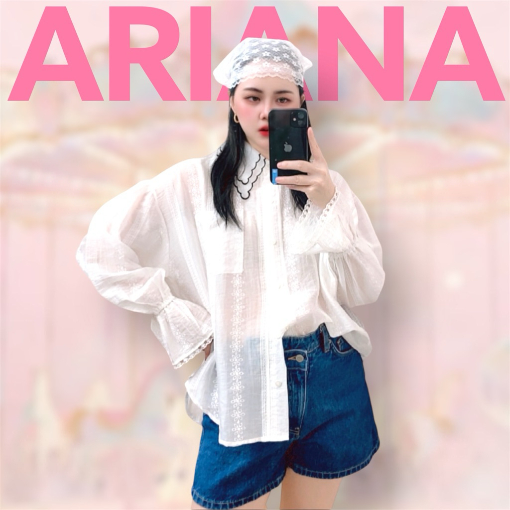 L02 ARIANA ROSY เสื้อแขนยาว คอปก สไตล์ญี่ปุ่น free size50"
