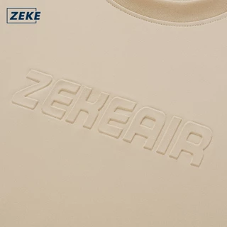 ZEKE A9104 เสื้อยืดผู้ชายแขนสั้น แผ่นปะโลโก้ลายนูน 3D ทรงโอเวอร์ไซซ์