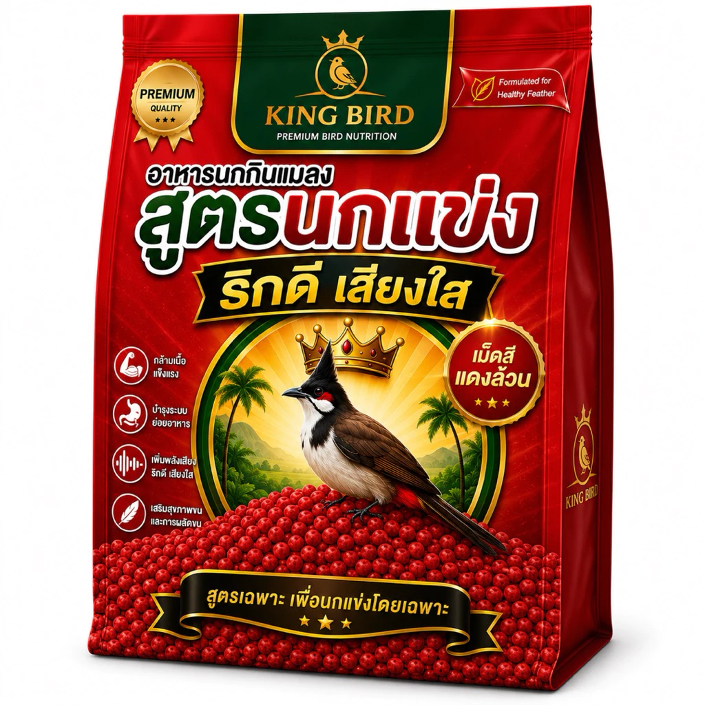อาหารนกกรงหัวจุก นกปรอท สูตรนกแข่ง ลัคชูรี่ อึด ทน เสียงใส