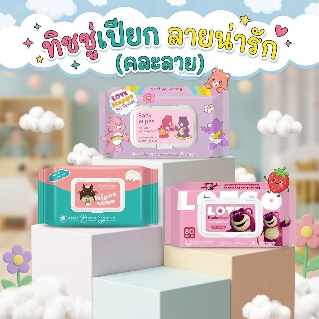 ทิชชู่​เปียกเช็ดชู่เปียกเด็ก ทิชชู่เปียกทำความสะอาดกระดาษ