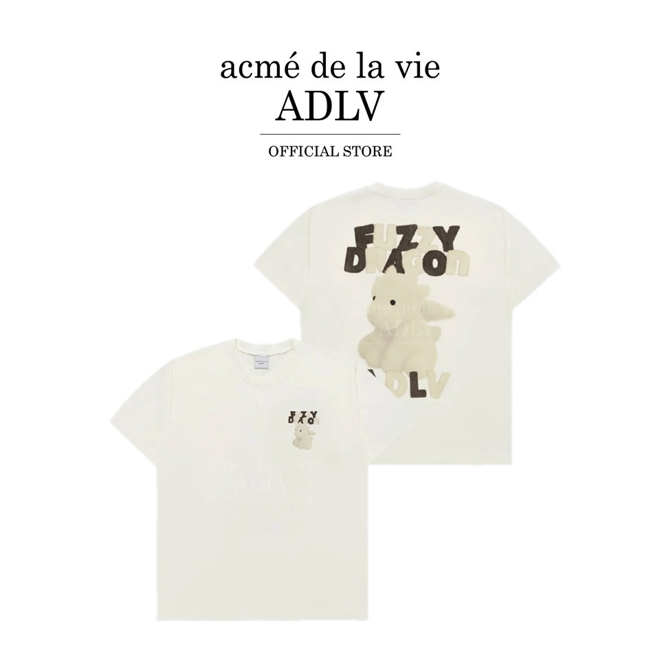 ADLV [acme de la vie] เสื้อยืด Oversize รุ่น Fuzzy Font Dragon Short Sleeve T-Shirt Cream (50172SFDSSU_U4CMXX)