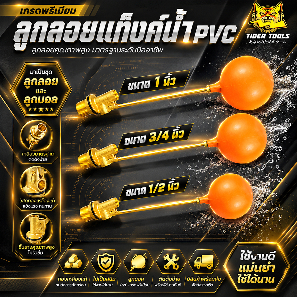 ลูกลอยแท้งค์น้ำ ก้านตรง PVC ครบชุด ABCX มี 3 ขนาด 1/2 นิ้ว 3/4 นิ้ว 1 นิ้ว ลูกลอย แท้งค์น้ำ ลูกลอยพร้อมก้าน แข็งแรง ทนทา
